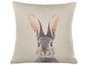 Set of 2 Cotton Cushions Rabbit Print 45 x 45 cm Taupe QUERCUS_798596