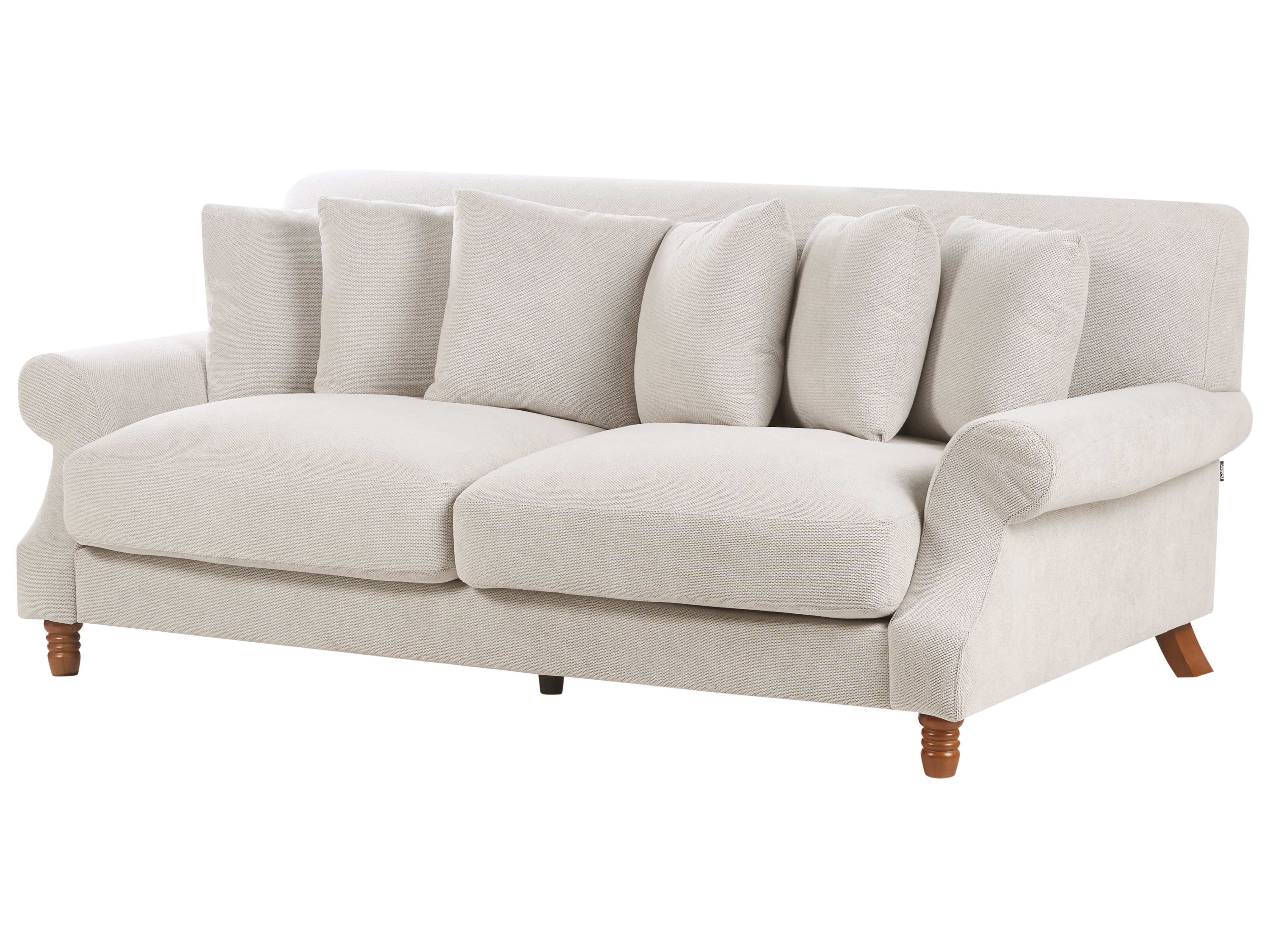 Sofa 3-osobowa welurowa jasnobeżowa EIKE