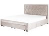 Łóżko z szufladami welurowe 180 x 200 cm beżowe LIEVIN_858046
