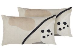 Beige abstrakti kuvioitu koristetyyny setti 2 kpl 30 x 50 cm OSTEOSPERMUM