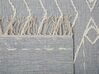 Teppich Baumwolle grau / weiß 80 x 150 cm geometrisches Muster Kurzflor KHENIFRA_831119