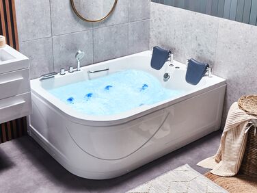 Left Hand Whirlpool Corner Bath with LED 1700 x 1190 mm White BAYAMO