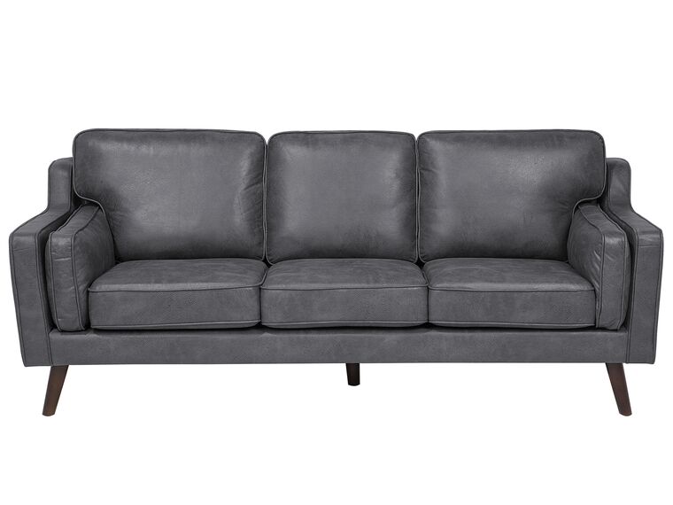 3 Seater Sofa Faux Leather Grey LOKKA_697688