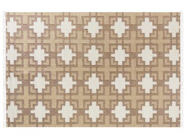 Teppich Jute beige 200 x 300 cm geometrisches Muster Kurzflor KONURTAY