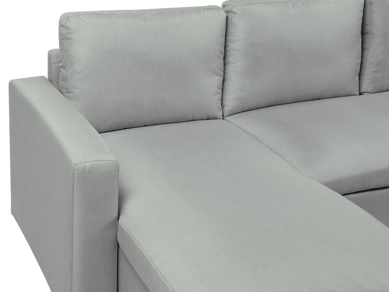 Fabric Corner Sofa Bed with Storage Light Grey SOMMEN Beliani.co.uk