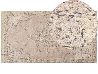 Teppich Baumwolle beige 80 x 150 cm orientalisches Muster Kurzflor MATARIM