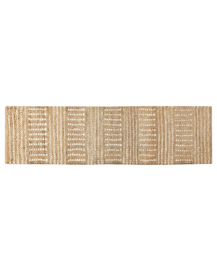 Jute tæppe beige 80 x 300 cm stribet mønster kort luv KAMBERLI_886320