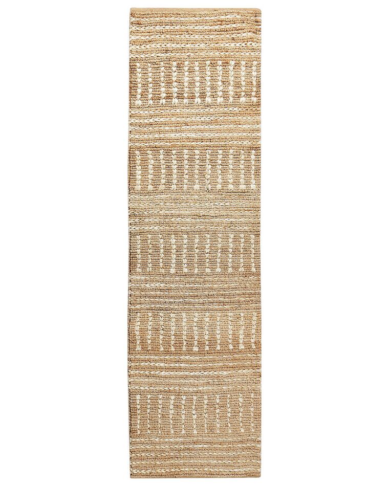 Jute tæppe beige 80 x 300 cm stribet mønster kort luv KAMBERLI_886320
