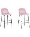 Conjunto de 2 cadeiras de bar em veludo rosa NEKOMA_767712