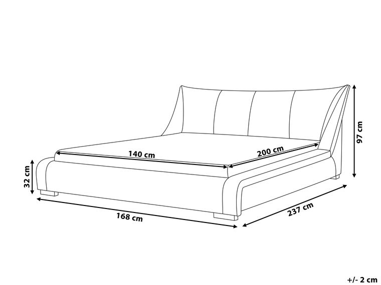 Leather EU Double Waterbed White NANTES Beliani.co.uk