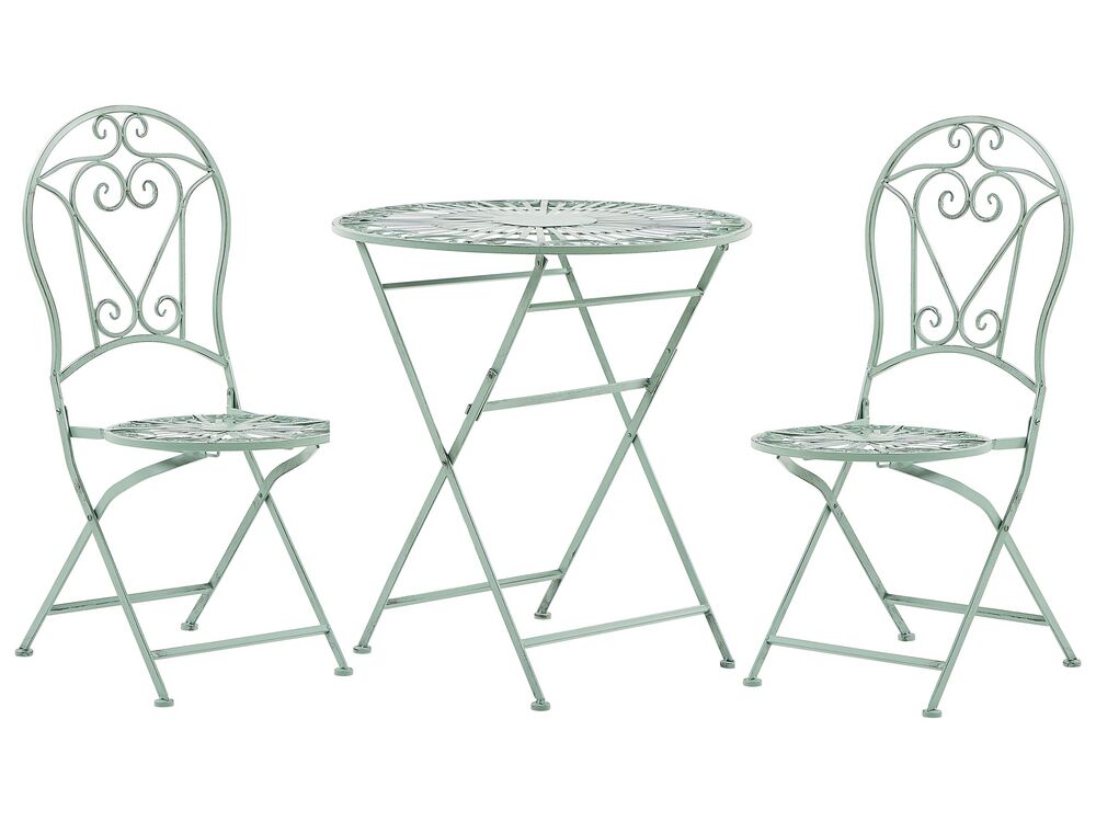 Set da balcone con 2 sedie ed un tavolo pieghevoli in metallo verde TRENTO  