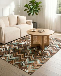 Шкіряний клаптевий килим 140 x 200 см багатоколірний AMASYA Шкіряний клаптевий килим 140 x 200 см різнокольоровий AMASYA