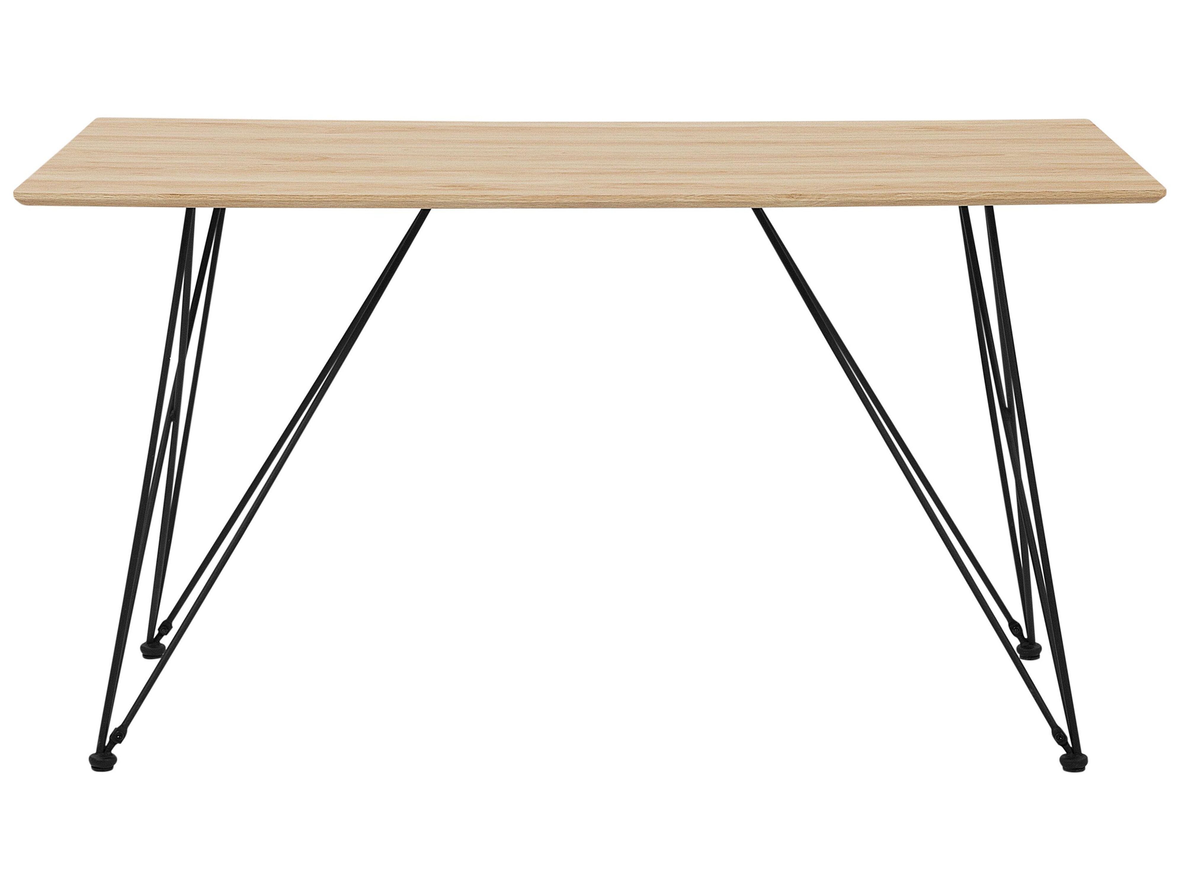 Dining Table 140 x 80 cm Light Wood with Black KENTON Beliani.co.uk