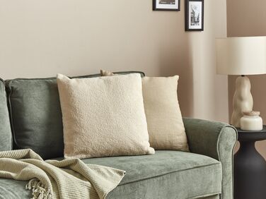 Set of 2 Boucle Cushions 45 x 45 cm Beige LEUZEA