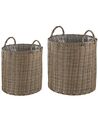 Set of 2 PE Rattan Plant Baskets Brown BITOLA _771258