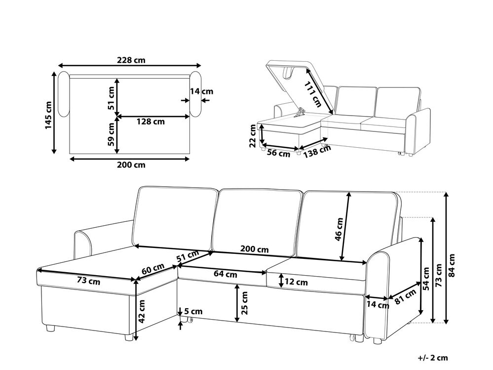 Right Hand Faux Leather Corner Sofa Bed With Storage Brown Nesna Furniture Lamps Accessories Up To 70 Off Avandeo Right Hand Faux Leather Corner Sofa Bed, Leather Corner Sofa Bed With Storage