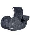 Water Hyacinth Wicker Whale Basket Black ORANIA_893198