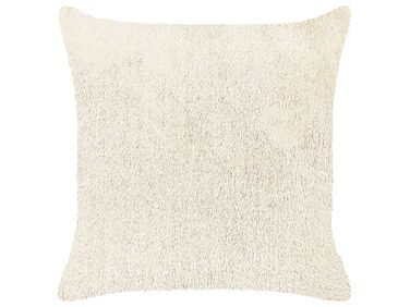 Faux Fur Cushion 45 x 45 cm Light Beige PILEA
