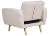 Ensemble canapés et fauteuil en tissu beige 6 places avec pouf FLORLI_905908