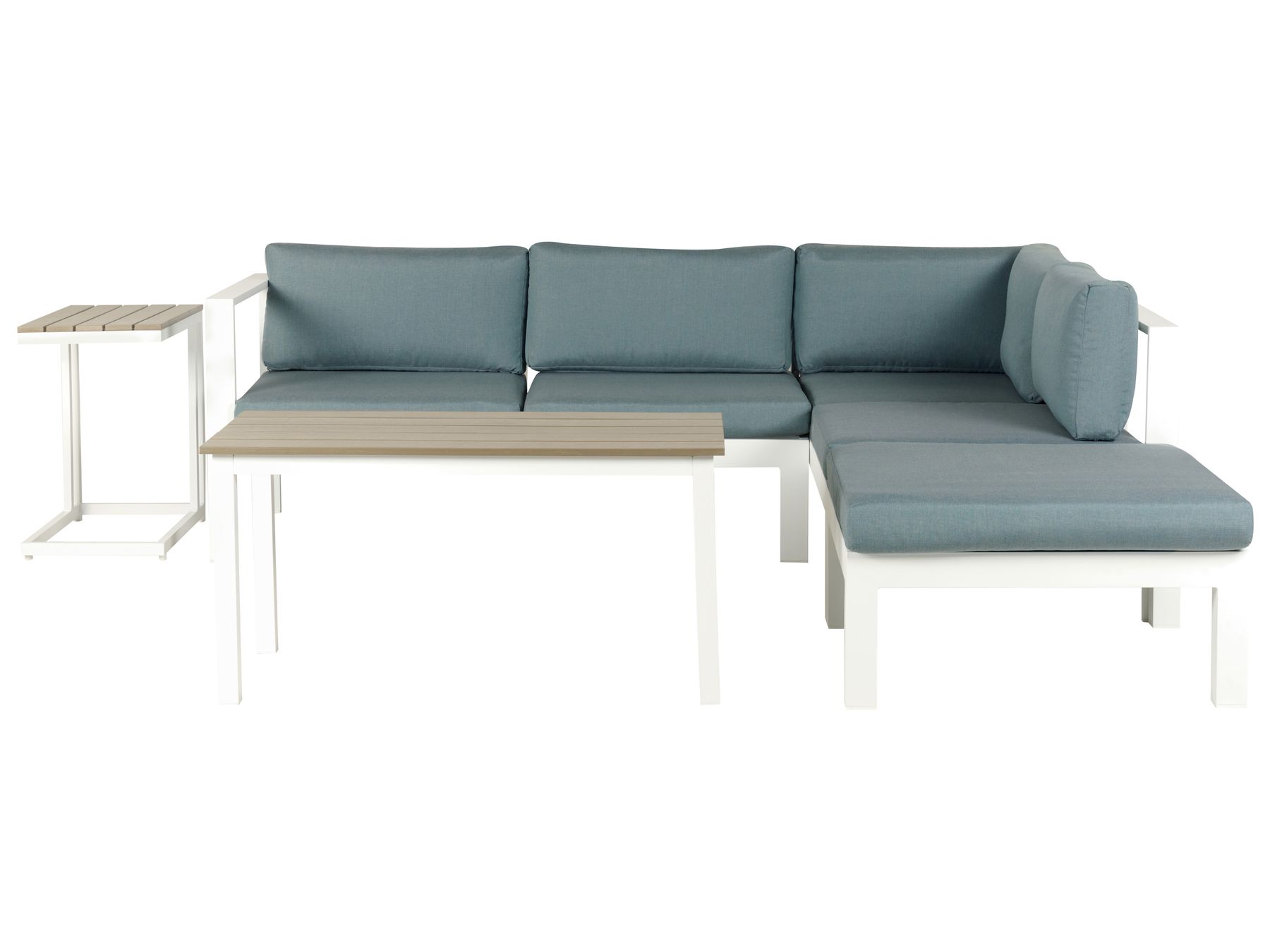 Lounge Set Kunstholz weiß 5-Sitzer Auflagen grün-grau MESSINA | Beliani.de