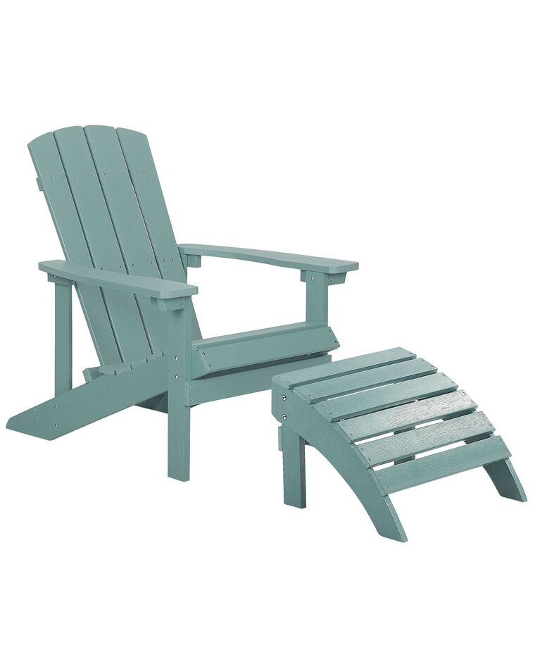 Zahradní židle s podnožkou tyrkysová modrá ADIRONDACK_809578