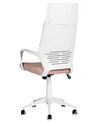 Cadeira de escritório em tecido rosa e branca DELIGHT_834172