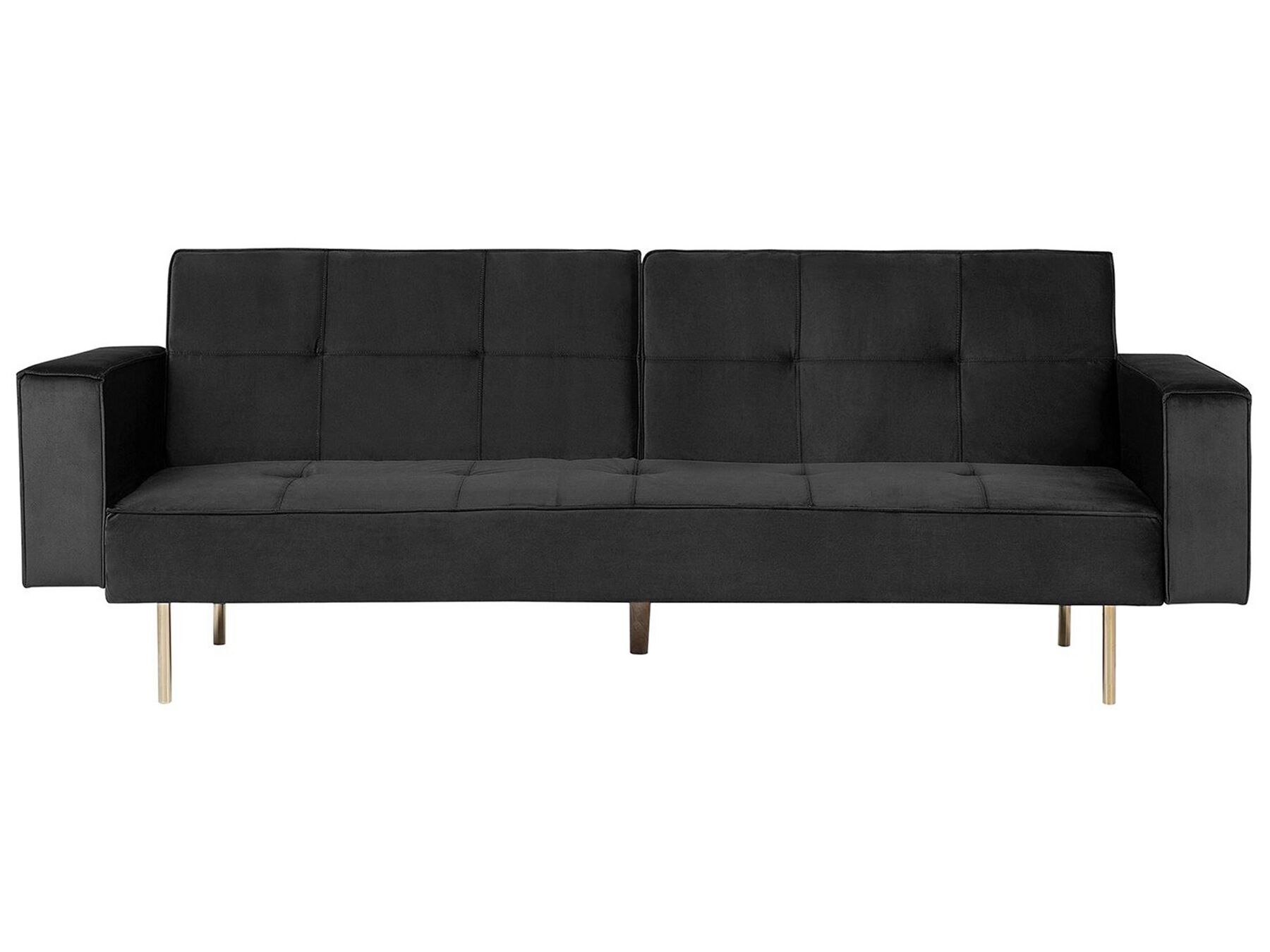 Modern Velvet 3 Seater Sofa Bed Tufted Fabric Upholstery Track Arms Black Visnes