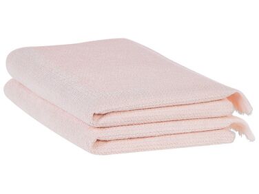 Lot de 2 serviettes de bain en coton rose pastel ATIU
