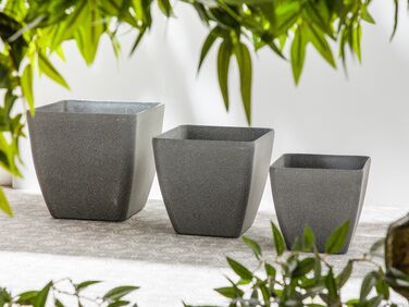 Set of 2 Plant Pots 42 x 42 x 42 cm Grey ZELI