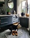 Móvel de casa de banho suspenso com 2 lavatórios e espelho cinzento MALAGA_877950