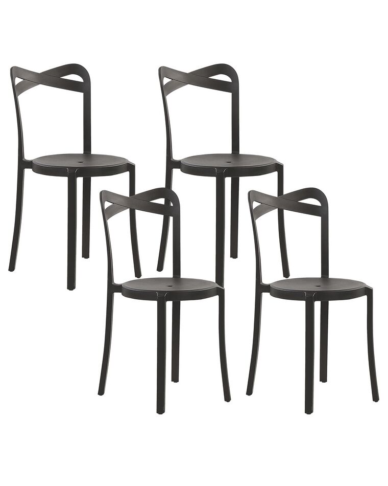 Lot de 4 chaises de jardin noires CAMOGLI_809306