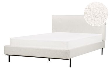 Łóżko boucle 140 x 200 cm białe CORIO
