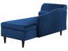 Chaise longue velluto blu marino e legno scuro sinistra LUIRO_729349