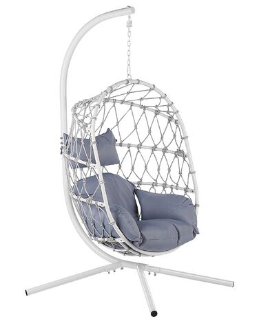 Cadeira suspensa em rattan branco com suporte ADRIA