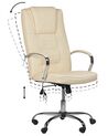 Fotel biurowy regulowany z funkcją masażu ekoskóra beżowy GRANDEUR_816268