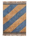Dywan bawełniany w paski 140 x 200 cm niebiesko-brązowy XULUF_906839