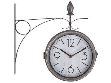 Iron Train Station Wall Clock ø 22 cm Silver and White ROMONT