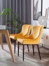 Conjunto de 2 sillas de comedor de terciopelo amarillo/negro SOLANO_752191