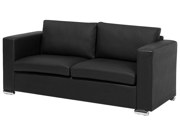 Leather Living Room Set Black HELSINKI Beliani.co.uk