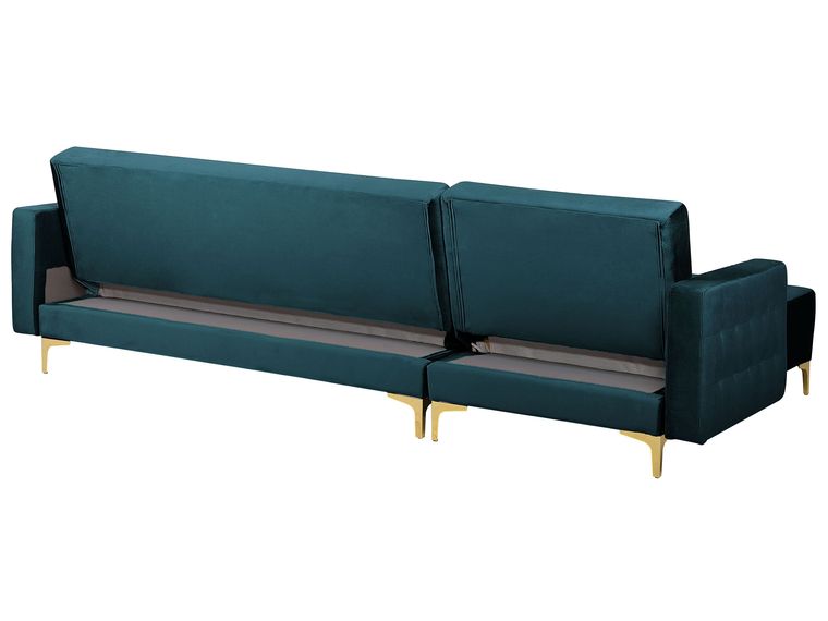 Right Hand Velvet Corner Sofa Teal ABERDEEN Beliani.co.uk