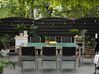 Zestaw ogrodowy stół szkło tłuczone dzielony blat i 8 krzeseł rattanowych czarnych GROSSETO_677309