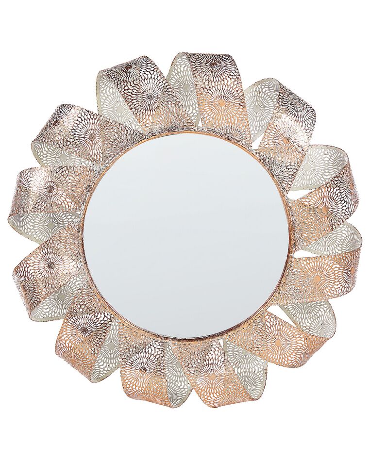 Wall Mirror ø 54 cm White with Copper MANGALORE_747366