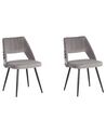 Conjunto de 2 sillas de comedor de terciopelo gris claro/negro ANSLEY_774205
