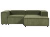 Canapé d'angle à gauche 2 places modulable en velours côtelé vert APRICA_897101