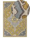 Teppich Wolle gelb / blau 140 x 200 cm orientalisches Muster Kurzflor MUCUR_830692