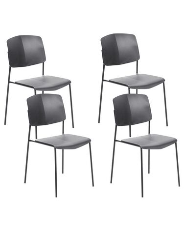 Conjunto de 4 cadeiras de jantar preto ASTORIA