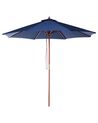 Sombrilla de poliéster azul marino/madera oscura 270 cm TOSCANA_677630