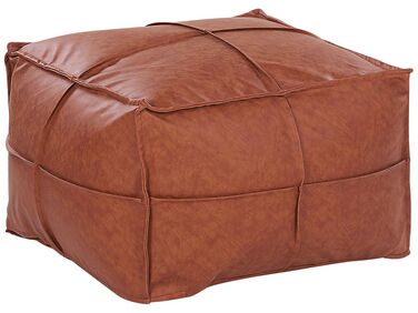 Faux Leather Pouffe 60 x 45 cm Brown BORI