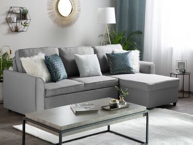 Left Hand Fabric Corner Sofa Bed with Storage Grey NESNA