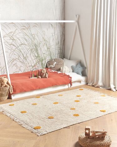 Cotton Kids Rug 140 x 200 cm Beige and Yellow DARDERE